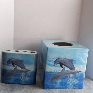 Tissue and toothbrush holder